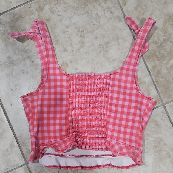 Gianni Bini Pink Checkered Crop Top - Picture 3 of 3